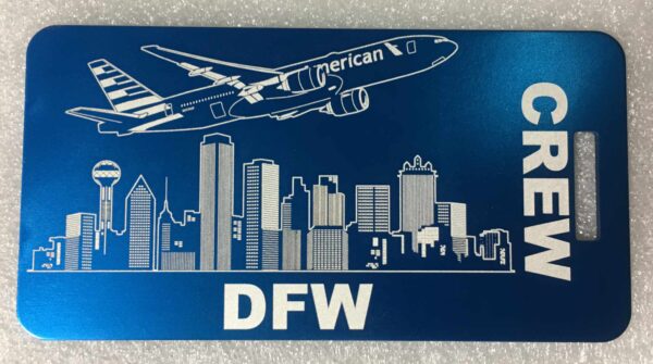 AA 777 over DFW Crew tag